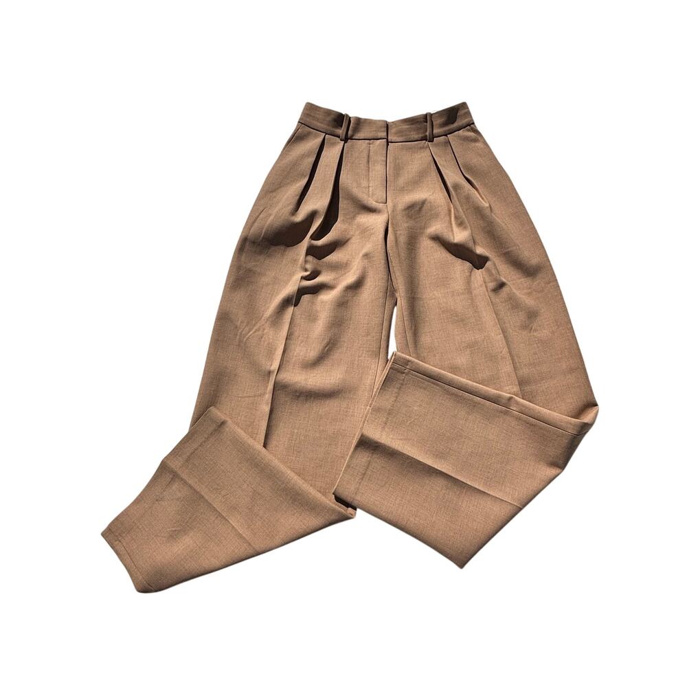 Babaton Artizia Womens The Effortless Pant Camel Wide Leg Pleated 2